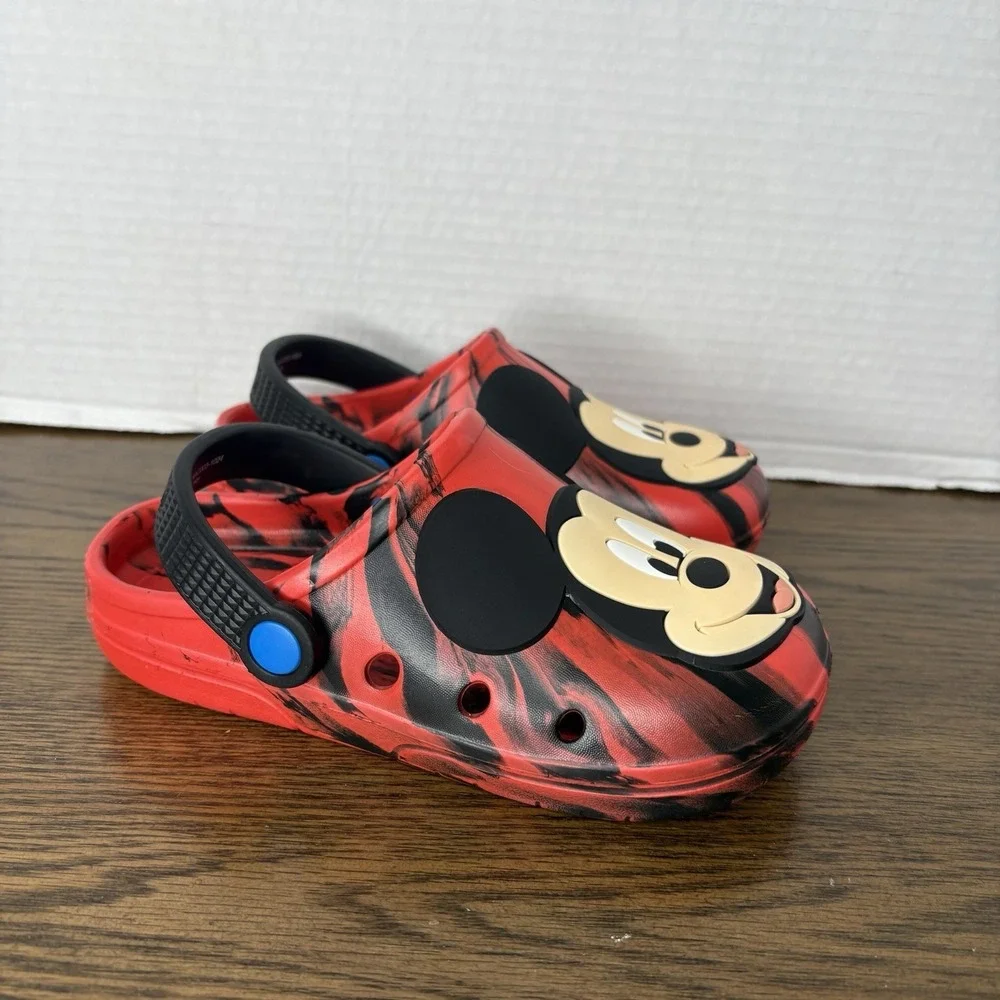 Disney Mickey Mouse Toddlers Red Clogs Slides Back Strap Shoes Unisex Size 11-12